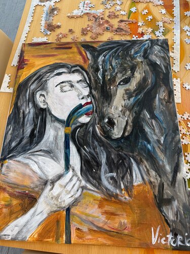 "She Who Runs with Horses" van Victoria Cernova, Schilderij te koop op Singulart