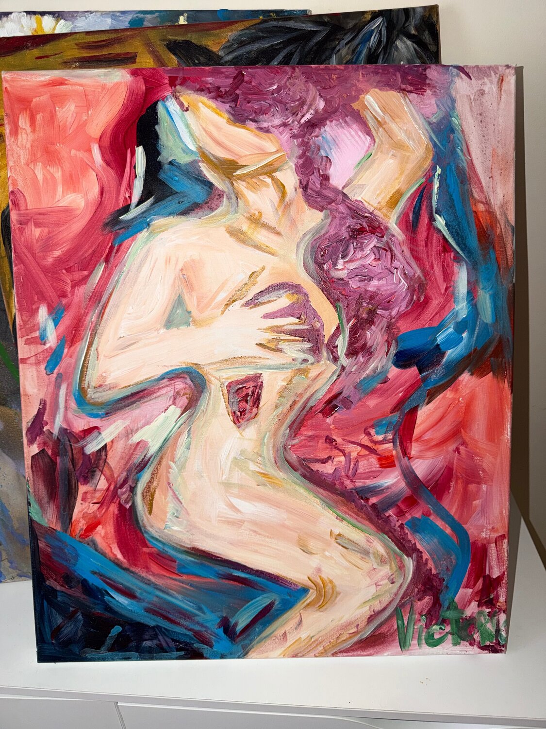 "🌹 Bathing Among Roses" Victoria Cernova Originalgemälde zu verkaufen
