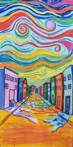 The Street that Forgot Reality di Eric Lilly, Pittura in vendita su Singulart