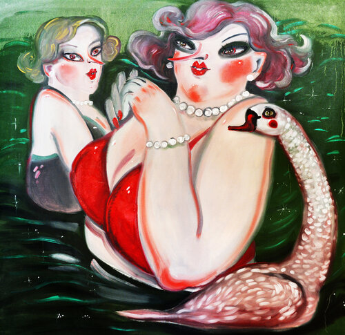 Two Ladies and a Secret di Yana Medow, Pittura in vendita su Singulart