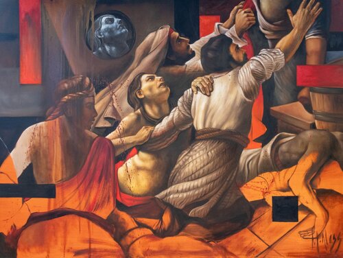 "La agonía de las balsas" - "The agony at the rafts" by Alejandro Reyna, 회화 for Sale on Singulart