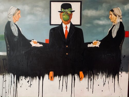 "Retrato de Madre y Hombre" - "Portrait of Mother and Man" by Alejandro Reyna, 회화 for Sale on Singulart