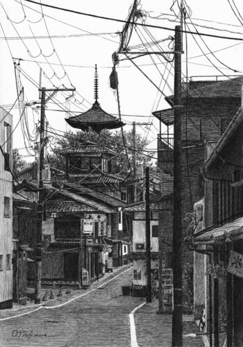 Steps Toward Yasaka Pagoda de Oksana Trofimova, Dibujo a la venta en Singulart