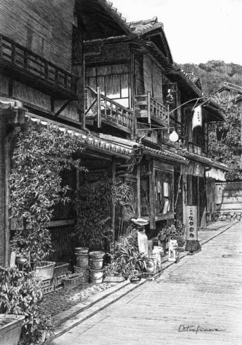 Shadows of Sannenzaka de Oksana Trofimova, Dibujo a la venta en Singulart