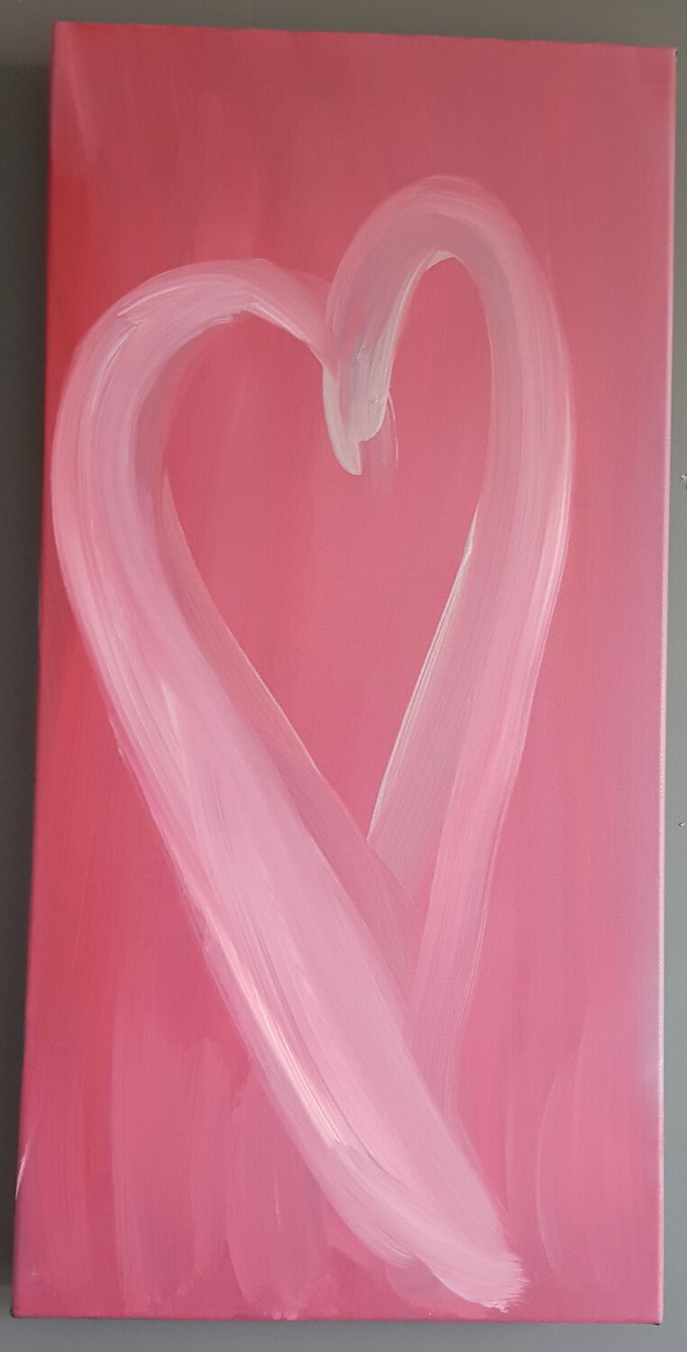 Coeur rose Anne-Lise PAULIAC Peinture originale à vendre