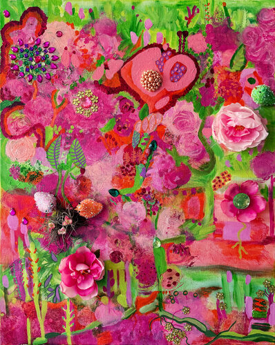 Birds In A Nest With Flowers von Lisa Crane, Malerei kaufen auf Singulart