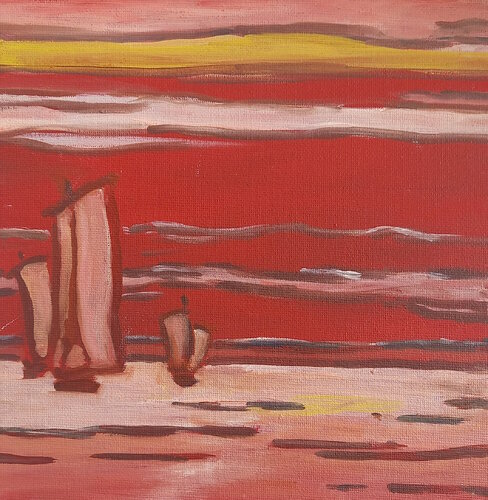 Trois voiles le soir von Marie France De La Cochetiere, Malerei kaufen auf Singulart