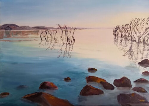 Lac de Tibériade von Marie France De La Cochetiere, Malerei kaufen auf Singulart