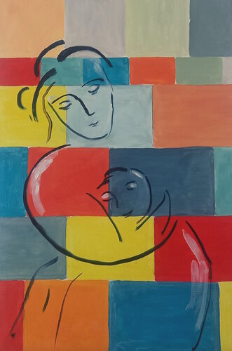 L'amour d'une mére van Marie France De La Cochetiere, Schilderij te koop op Singulart