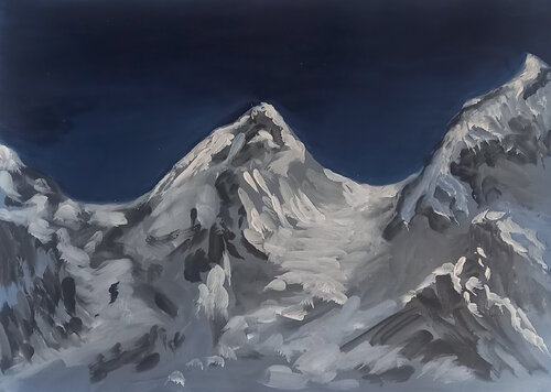Vue de la montagne au Népal von Marie France De La Cochetiere, Malerei kaufen auf Singulart