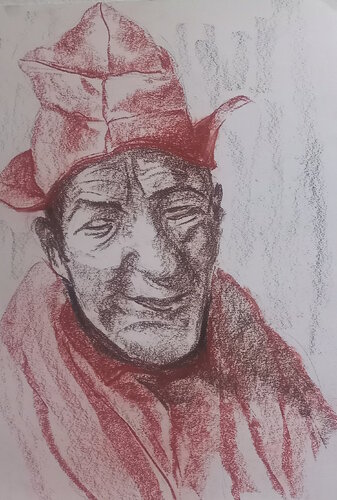 Vieux népalais von Marie France De La Cochetiere, Malerei kaufen auf Singulart