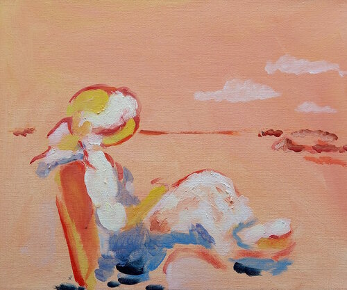 Belle à la plage van Marie France De La Cochetiere, Schilderij te koop op Singulart