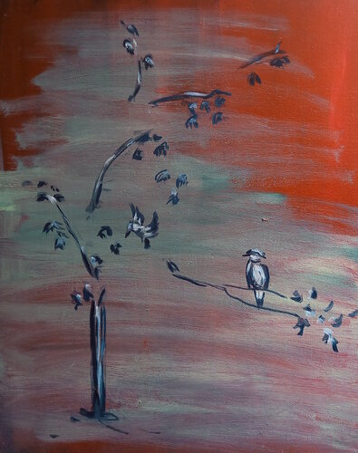 Oiseaux sur la branche by Marie France De La Cochetiere, 회화 for Sale on Singulart
