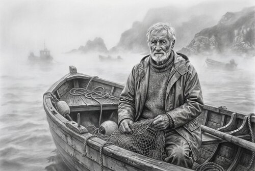 Lone Fisherman by Steven Fogel, Digital for Sale on Singulart