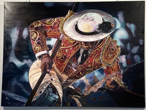 Picador, rojo y oro van Menchu Marcos, Schilderij te koop op Singulart