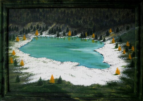 Il lago dei larici di Silvano Crespi, Pittura in vendita su Singulart