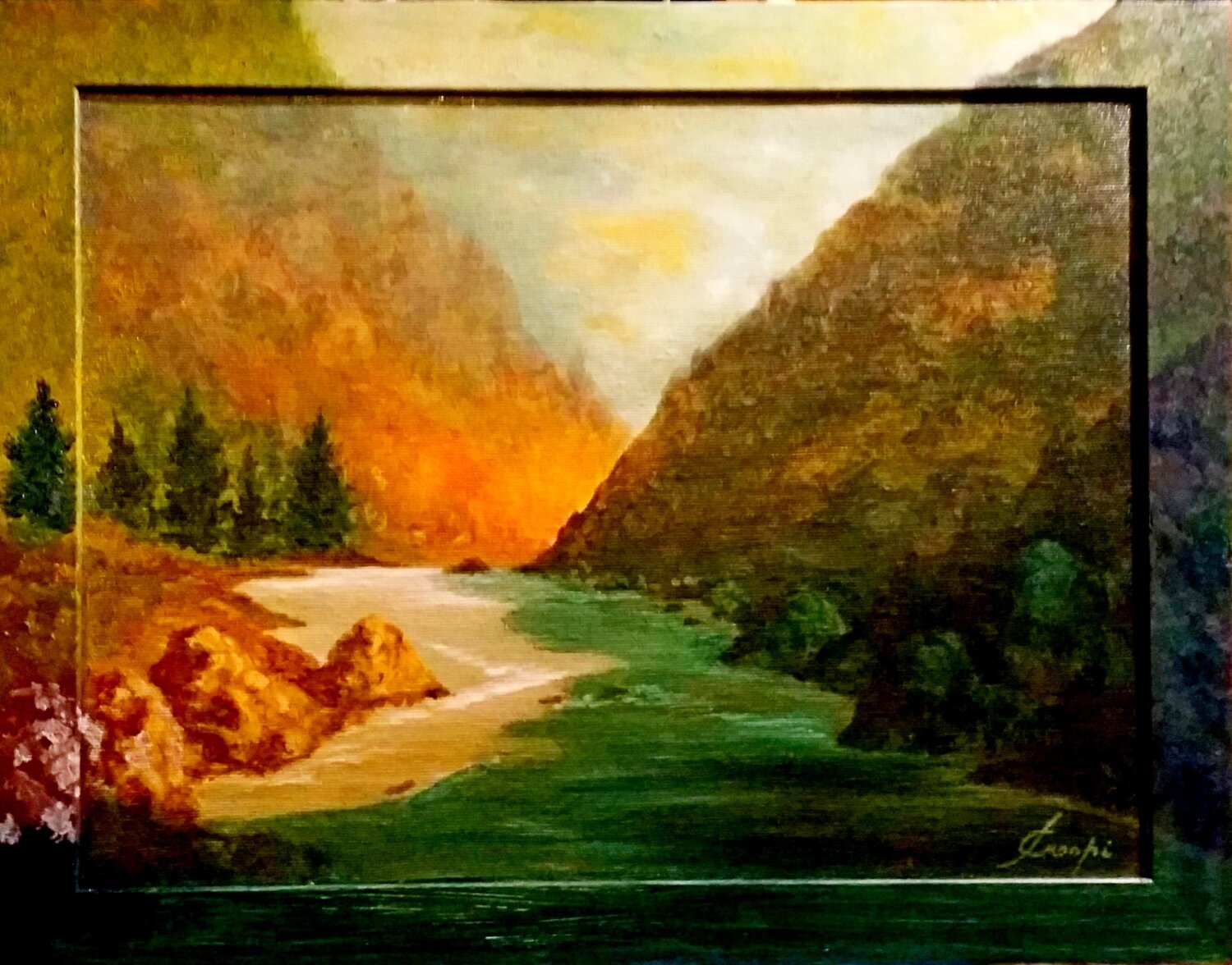 Prima delle rapide Silvano Crespi Peinture originale à vendre