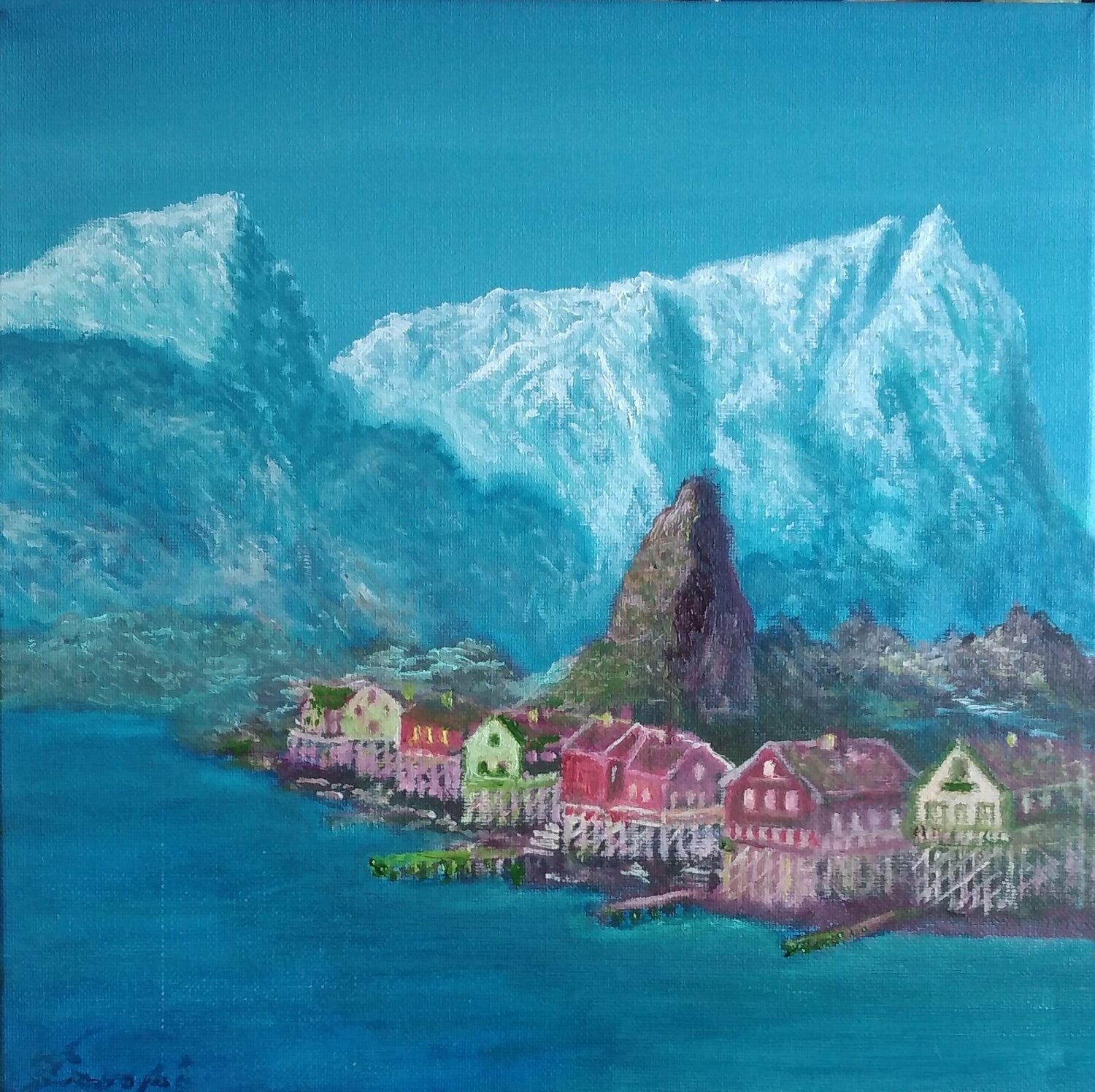 Isole Lofoten Silvano Crespi Dipinto originale in vendita