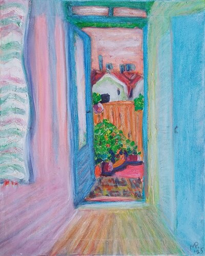 Balcony view De Pijp by Margreet Poolman, 회화 for Sale on Singulart