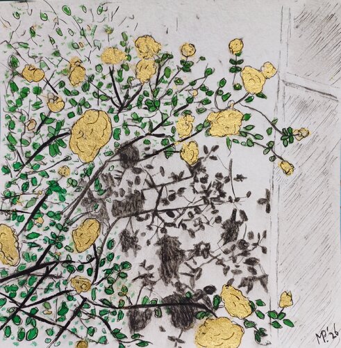 Golden roses von Margreet Poolman, Zeichnungen kaufen auf Singulart