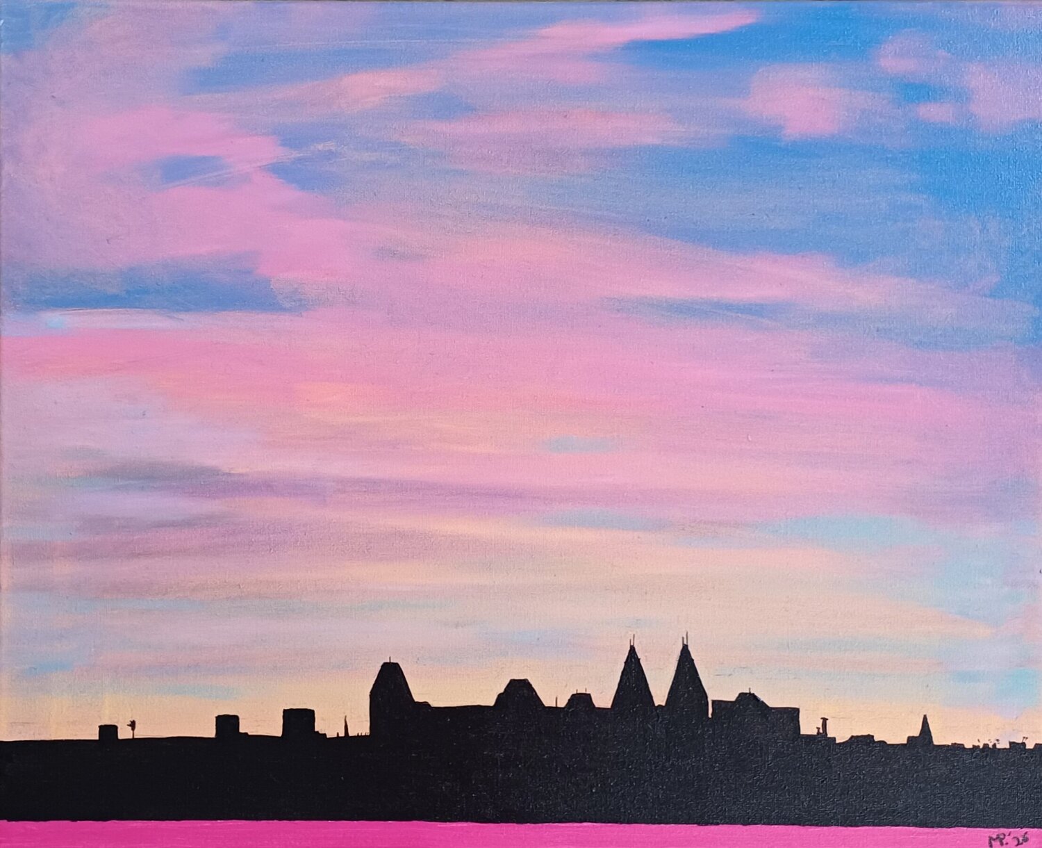 Sunset over Rijksmuseum Margreet Poolman Original painting for sale