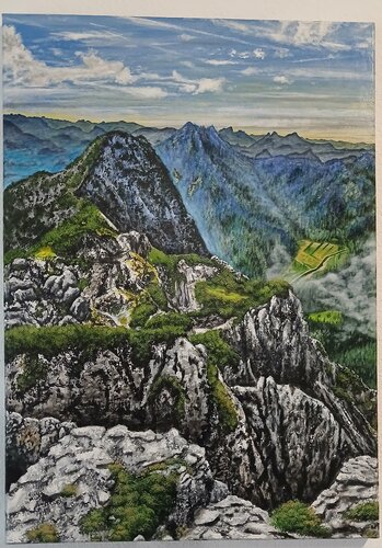 Gipfel-Grat par Valentin Kern, Peinture en vente sur Singulart