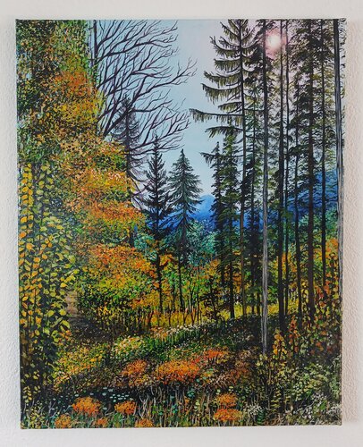 Herbstwald im Schiederweiher von Valentin Kern, Malerei kaufen auf Singulart