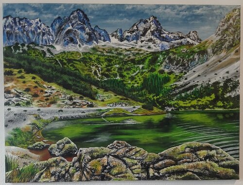 Bergsee van Valentin Kern, Schilderij te koop op Singulart