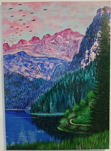 Dachstein und Gosausee di Valentin Kern, Pittura in vendita su Singulart