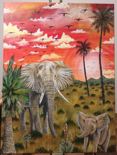 Afrikanische Elefanten by Valentin Kern, 회화 for Sale on Singulart