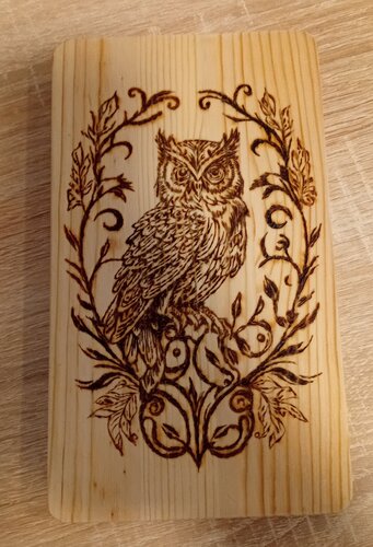 Brandmalerei auf Frühstücksbrett (Eule) by Valentin Kern, 회화 for Sale on Singulart