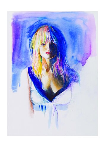 The woman with yellow hair. van Jon Hillier, Afdruk te koop op Singulart