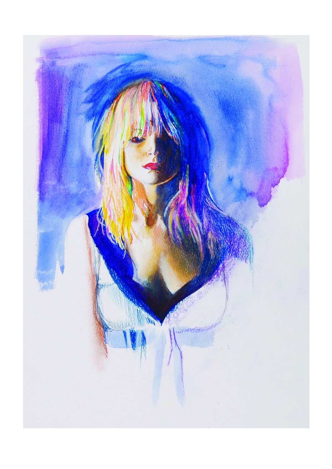 The woman with yellow hair. Jon Hillier Druck zu verkaufen