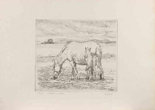 Mare and Foal by Salvatore Sechi De Gonare, Print for Sale on Singulart