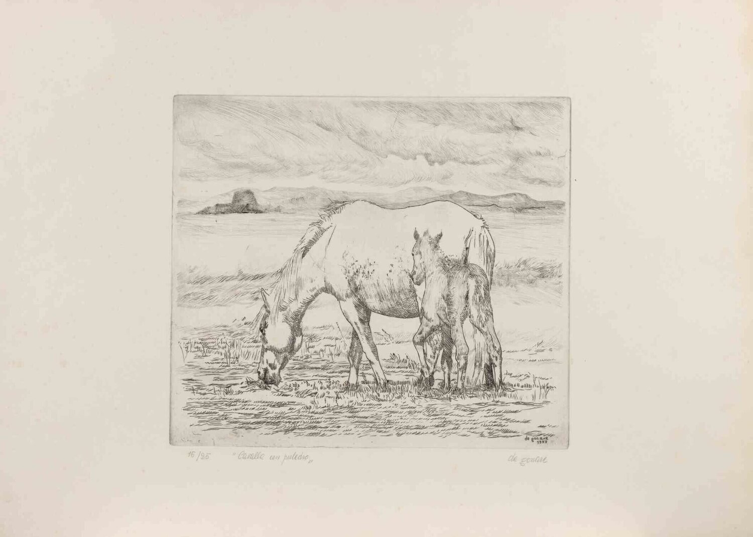 Mare and Foal Salvatore Sechi De Gonare Stampa in vendita