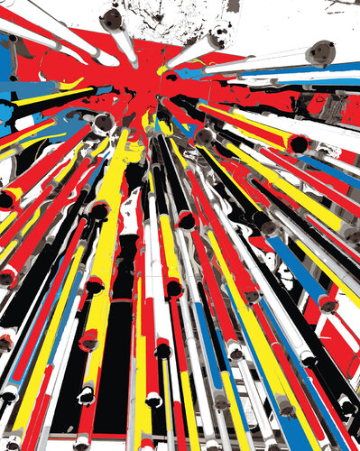 Colored tubes lamps Giclée print 150 x 120 cm de Roos Boonstra, Fotografía a la venta en Singulart