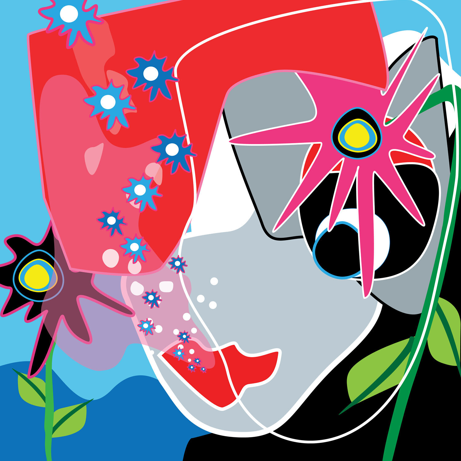 Blowing flowers Giclée print Roos Boonstra