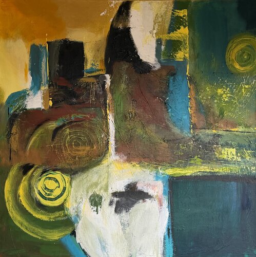 Abstrakt in grüntönen di Marianne Bankmann, Pittura in vendita su Singulart