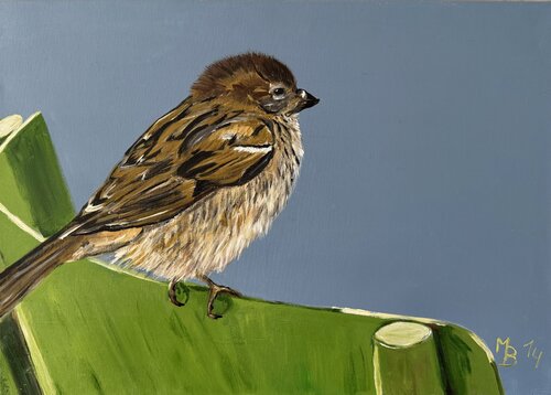 Neuseeländischer Spatz di Marianne Bankmann, Pittura in vendita su Singulart