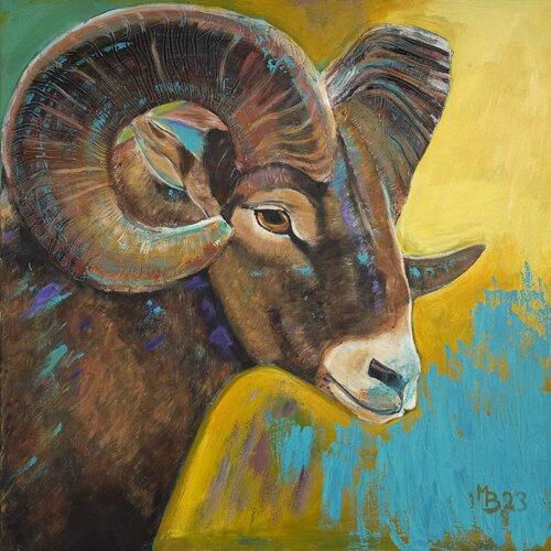 Bighornschaaf di Marianne Bankmann, Pittura in vendita su Singulart