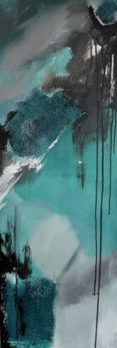 Abstrakt in türkis und grautönen di Marianne Bankmann, Pittura in vendita su Singulart