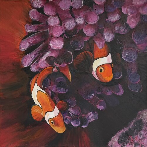 Koralle mit Clownfisch by Marianne Bankmann, Painting for Sale on Singulart