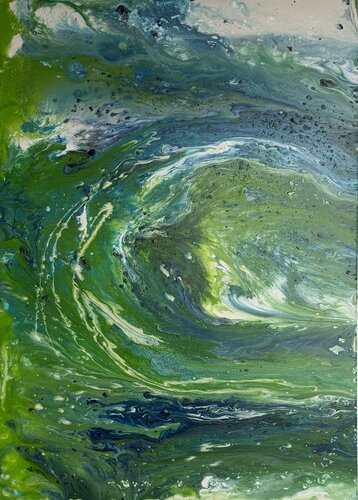Abstrakt in blau grün pouring di Marianne Bankmann, Pittura in vendita su Singulart