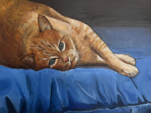 Meine rote Katze by Marianne Bankmann, Painting for Sale on Singulart
