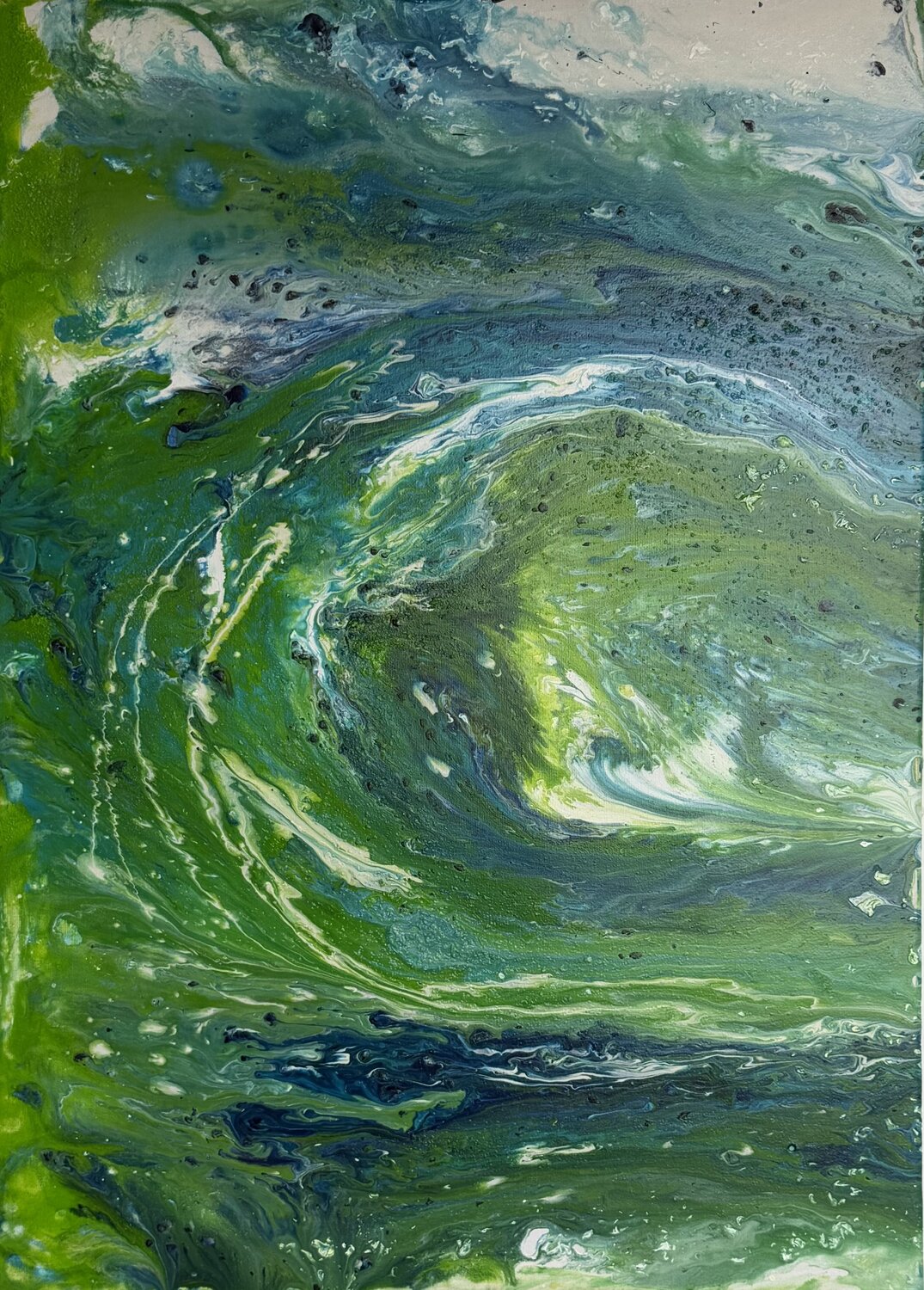 Abstrakt in blau grün pouring Marianne Bankmann Originalgemälde zu verkaufen