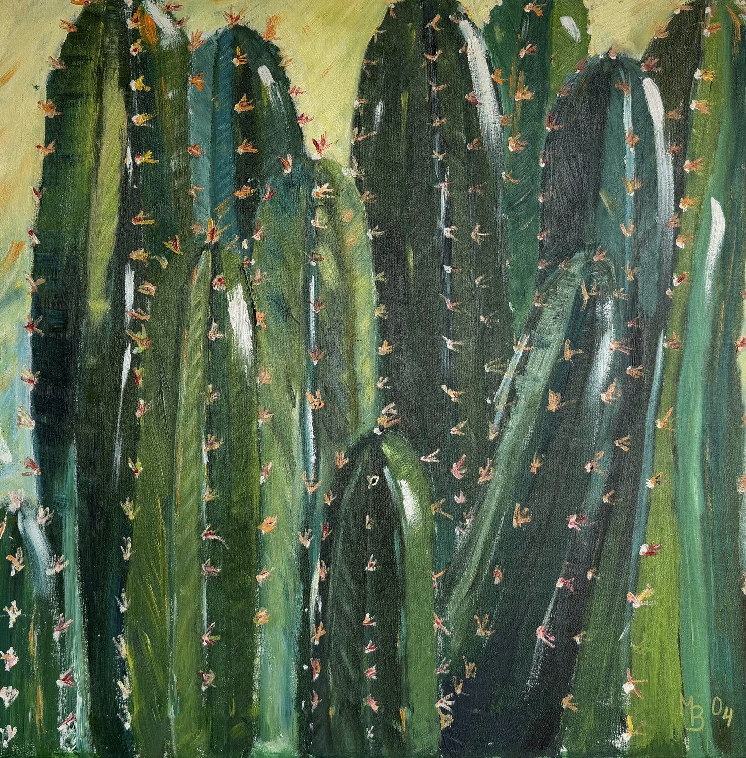 Grüne Kakteen Marianne Bankmann Origineel schilderij te koop