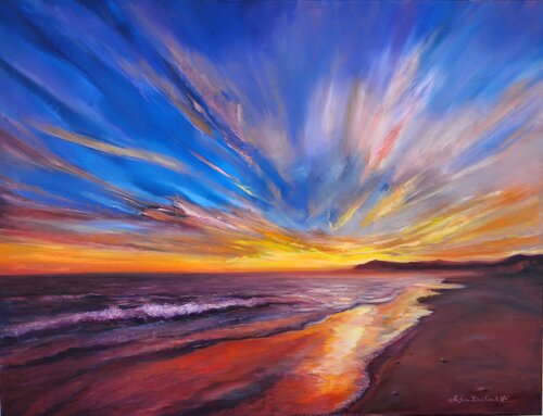 Atardecer en octubre. Marbella by Anfisa Zinchenko, Painting for Sale on Singulart