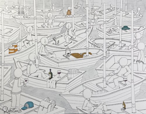 Barquitos en el Mar par Luis Llaca, Œuvre sur papier en vente sur Singulart