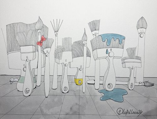 Brushes’ style by Luis Llaca, Work on Paper for Sale on Singulart
