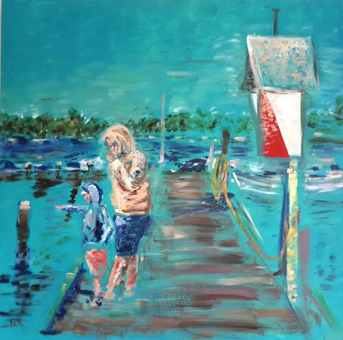 Vater und Sohn am Meer de Nele Hartmann, Pintura a la venta en Singulart